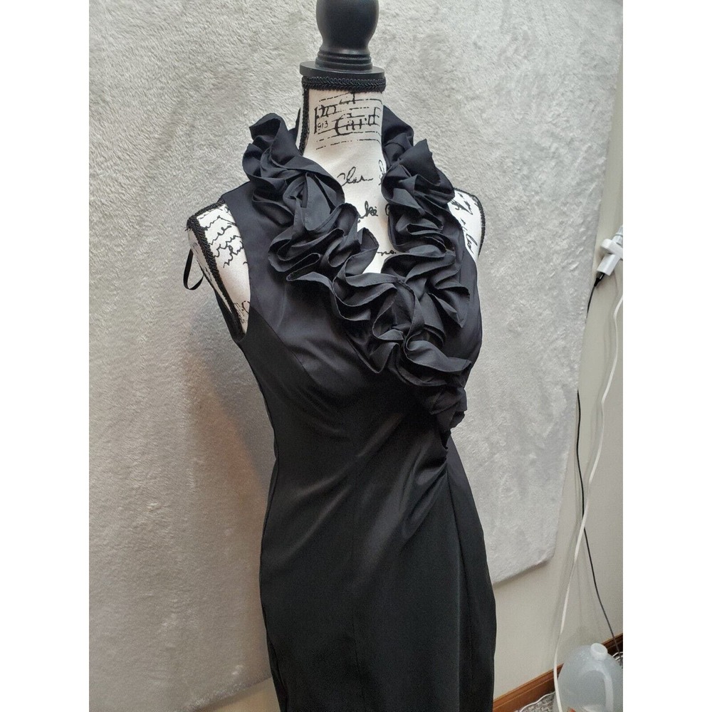 Cache Black Ruffle Halter Cocktail Dress - Picture 6 of 10